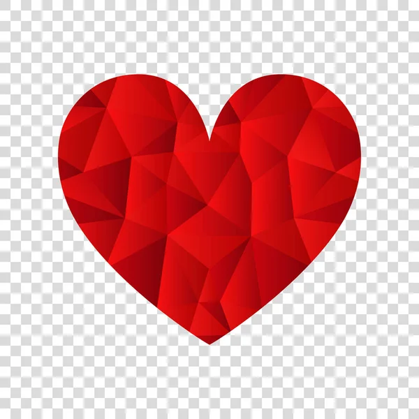 Corazón poligonal rojo aislado sobre fondo blanco . — Archivo Imágenes Vectoriales