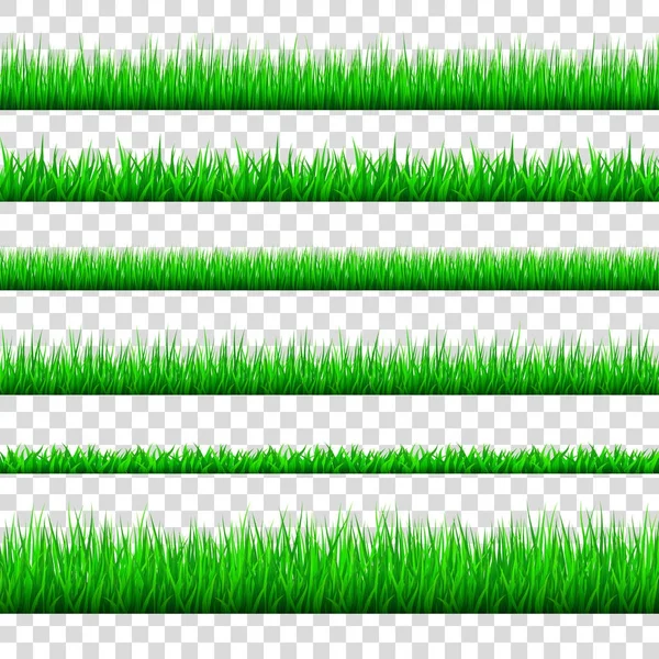 Primavera bordas de grama verde conjunto isolado em backg transparente — Vetor de Stock