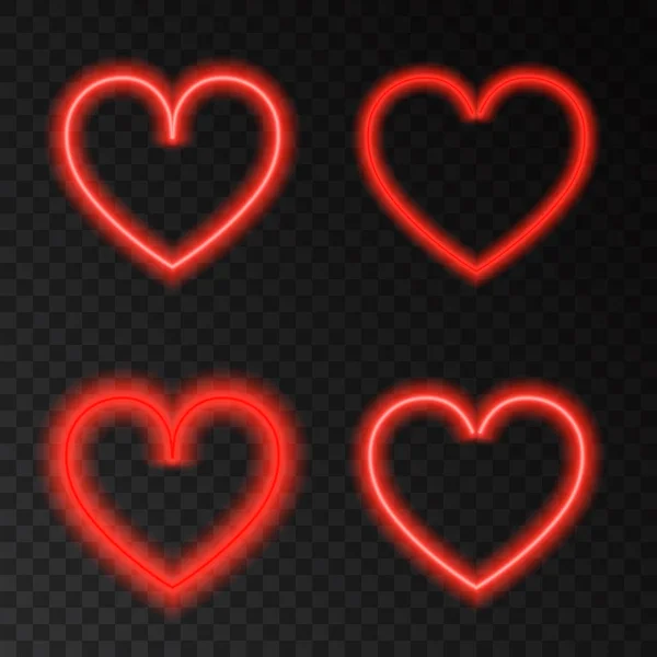 Neon glow  red heart. — Stock Vector