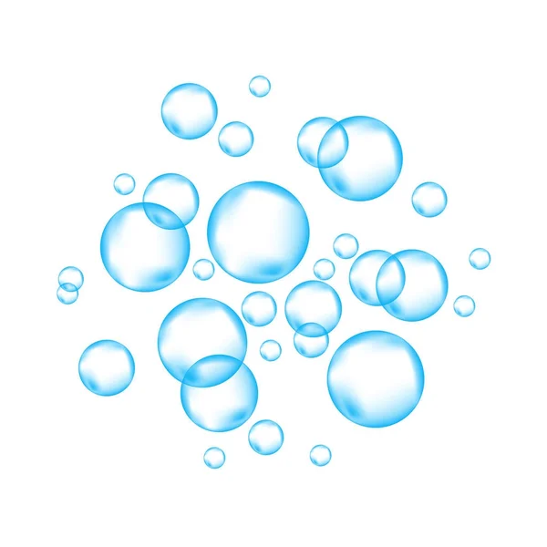 Blue underwater fizzing air bubbles  on white   background. — Stock Vector