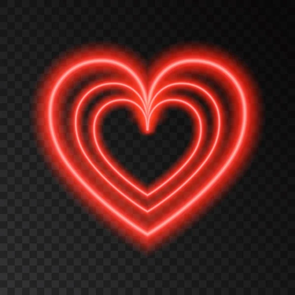 Corazón rojo brillante de neón . — Archivo Imágenes Vectoriales