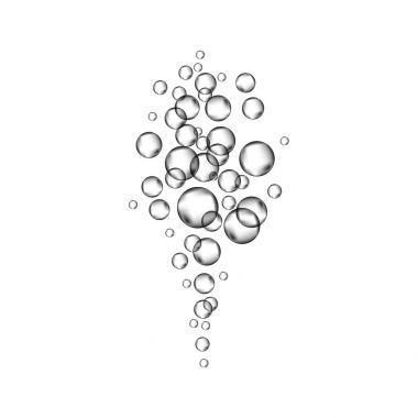 Akış su, deniz, akvaryum içinde gerçekçi 3d oksijen kabarcıklar.