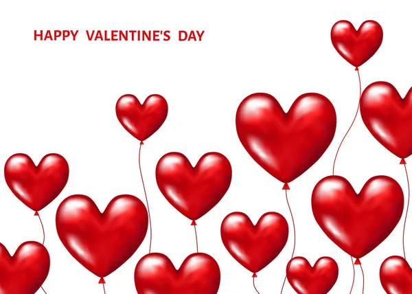 Palloncini rossi a forma di cuore per San Valentino . — Vettoriale Stock