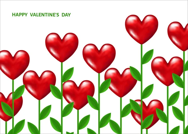 Valentines day card with   flowers in the shape of hearts. — Stock Vector
