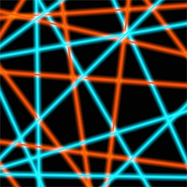Blaue und orangefarbene Laserstrahlen auf schwarzem, transparentem Hintergrund. — Stockvektor