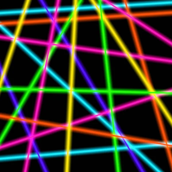 Барвисті неонові лазерні промені на чорному прозорому фоні . — стоковий вектор