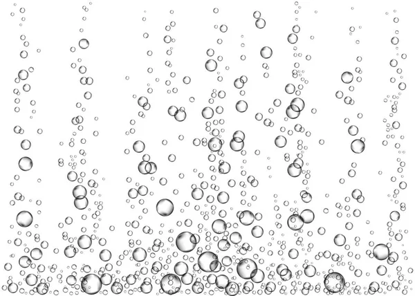 Bulles d'air gazeuses sous-marines ou soda pop sur fond blanc — Image vectorielle