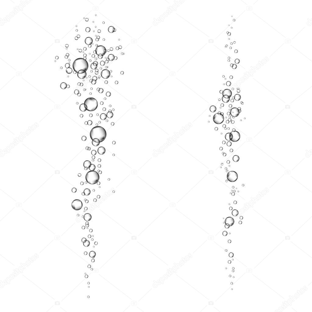  Underwater fizzing air bubbles  flow  on white  background.