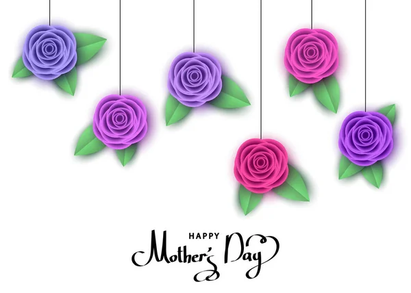 Buona festa della mamma biglietto di auguri con fiori appesi . — Vettoriale Stock