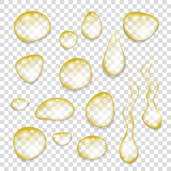 Set de gotas de oro transparentes . — Vector de stock