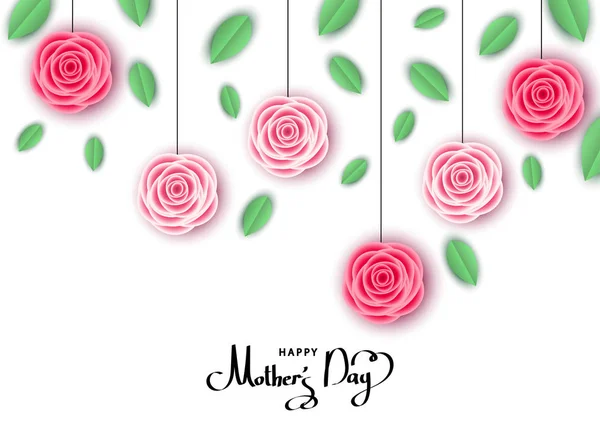 Вітальна листівка на день матері з висячими рожевими трояндами . — стоковий вектор