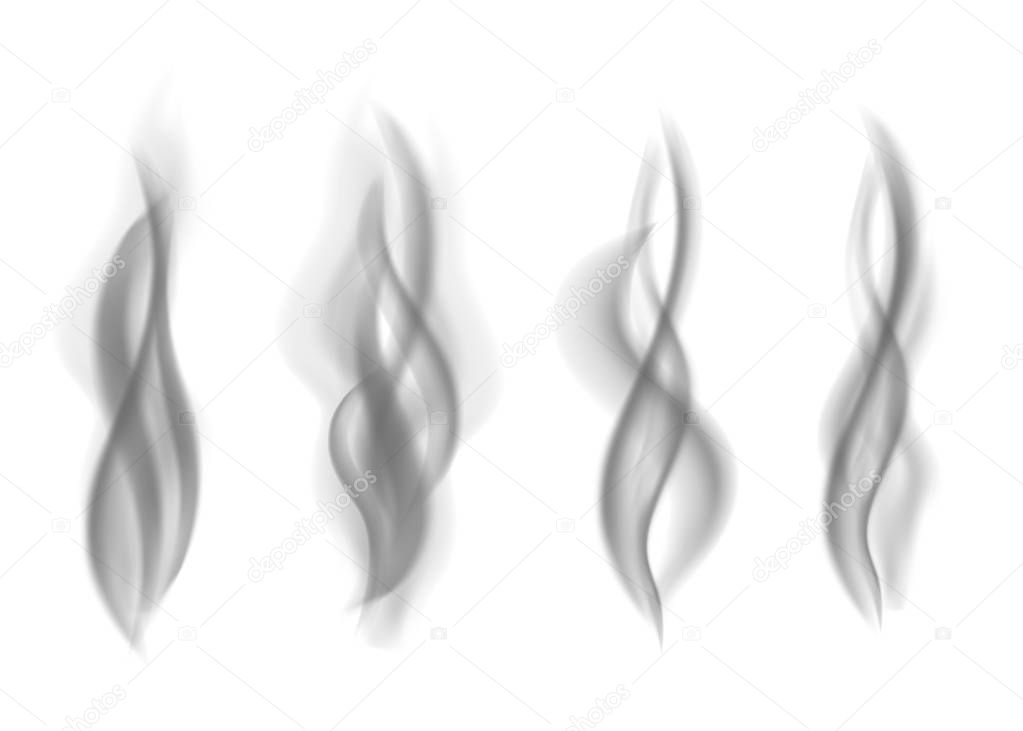 Gray  fire smoke isolated on white  background.