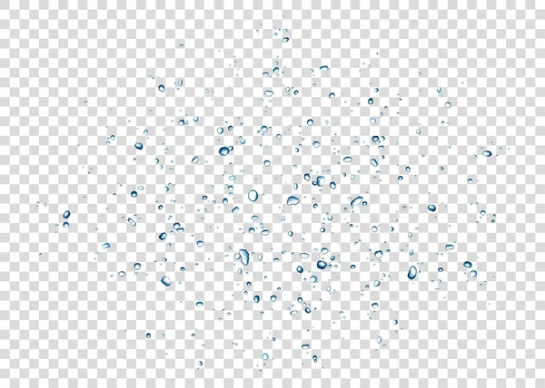 Blått vatten droppar isolerade på transparent bakgrund. — Stock vektor