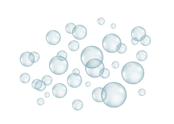 Fizzing bulles d'air ou de savon sur fond blanc . — Image vectorielle