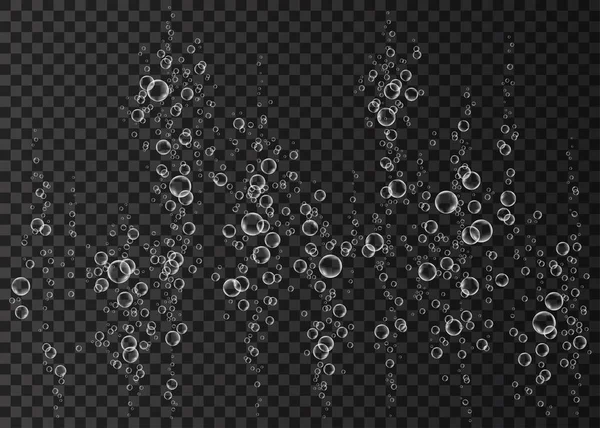 Vatten eller syre bubblor på mörk bakgrund. — Stock vektor