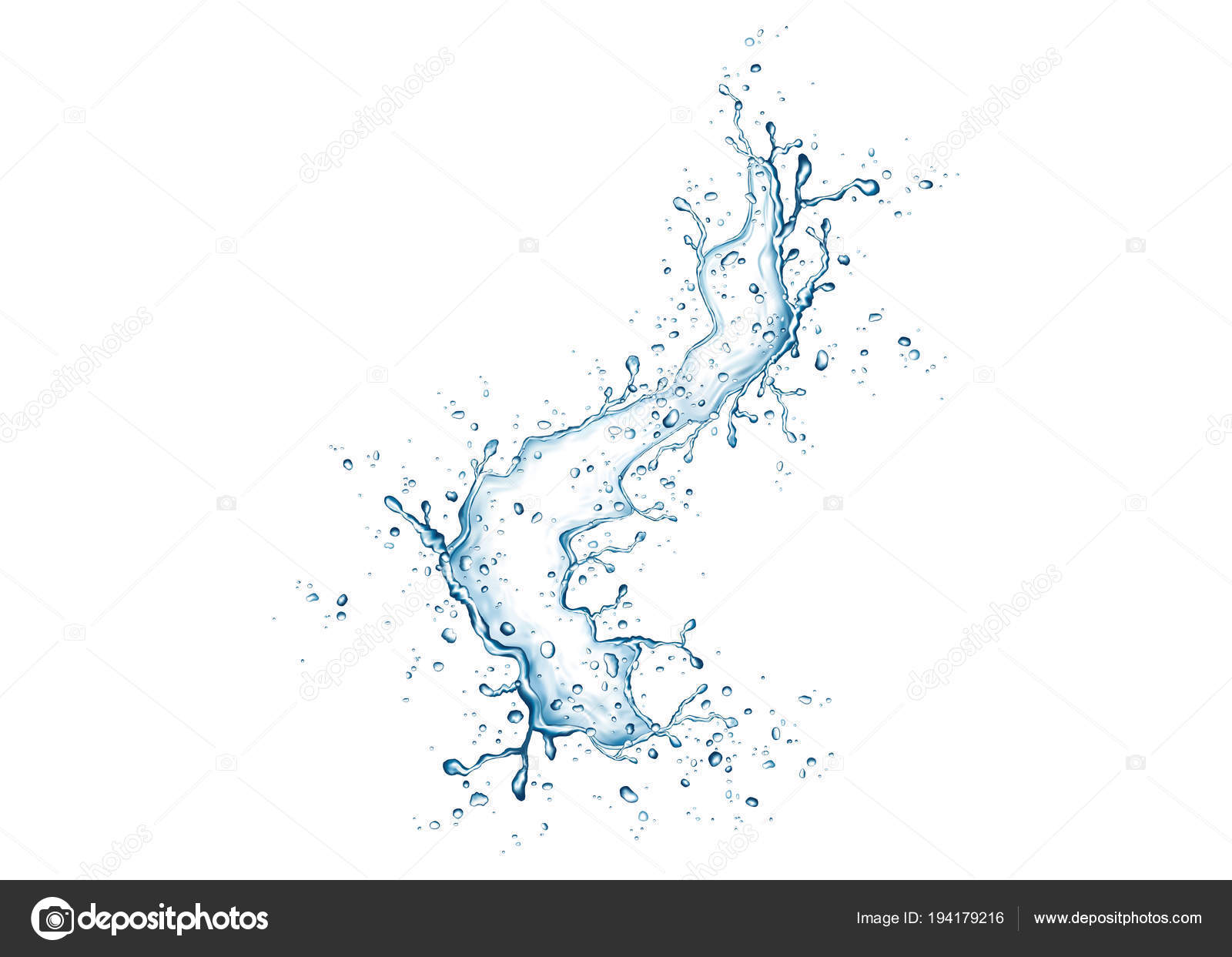 éclaboussure De Leau Bleue Et De Gouttes Sur Fond Blanc