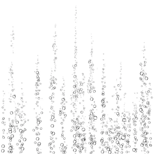 Bulles d'air pétillantes noires dans l'eau sur fond blanc . — Image vectorielle