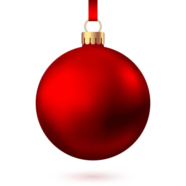 Realistisk röd jul boll isolerad på vit bakgrund. — Stock vektor