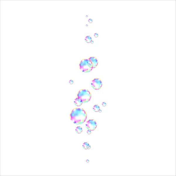 Bulles de savon colorées avec réflexion arc-en-ciel . — Image vectorielle