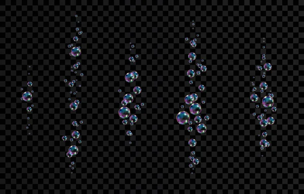 Барвисті мильні бульбашки з веселковим відображенням . — стоковий вектор