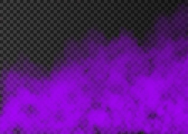 紫烟在透明的背景下被隔离 蒸汽的特殊效果 现实的彩色矢量火雾或薄雾纹理 — 图库矢量图片