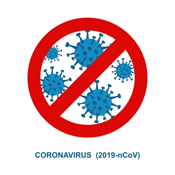 Wuhan Novel Koronavirus Pernapasan 2019 Dan Tanda Larangan Cov Merah - Stok Vektor