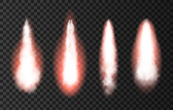 Flamma Och Rök Från Rymdraketuppskjutning Eld Komet Eller Meteor Transparent — Stock vektor