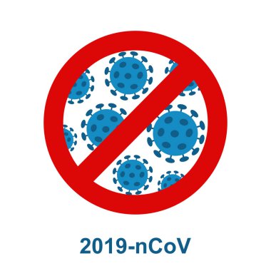 Wuhan 'ın yeni solunum yolu Coronavirus 2019 ve Red Stop İçki Yasağı tabelası. Dikkat 2019-NCoV virüsü. COVID-2019 salgını. Tehlikeli enfeksiyonu önlemek için. Antiviral aşı ikonu. Vektör uyarı simgesi çizimi.