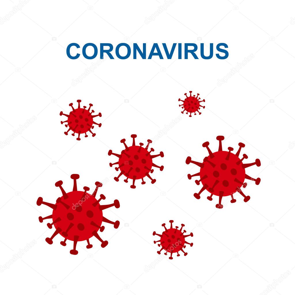 Wuhan novel respiratory coronavirus 2019 isolated on white background. Stop  2019-nCoV virus. COVID-2019  disease outbreak. Prevent dangerous Cov infection. Vector antiviral vaccine illustration.
