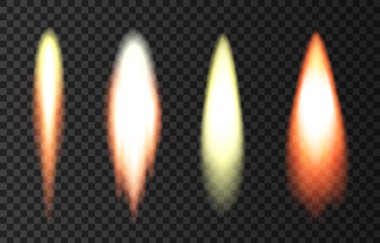 Uzay roketinden çıkan alev ve duman. Saydam arkaplanda ateş, kuyruklu yıldız ya da meteor. Uzay gemisi kalkıyor. Uçak pisti ya da gemi yolu. Vektör ışık efekti.