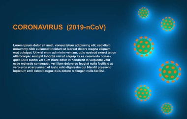 Wuhan 'ın yeni solunum koronavirüsü 2019 mavi arka planda izole edildi. 2019-NCoV virüsünü durdurun. COVID-2019 salgını. Tehlikeli Cov enfeksiyonunu önlemek için. Vektör antiviral aşı çizimi.