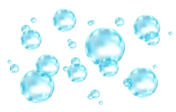 Onderwater Bruisende Lucht Water Zuurstof Bellen Witte Achtergrond Een Verfrissend — Stockvector