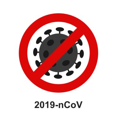 Wuhan 'ın yeni solunum yolu Coronavirus 2019 ve Red Stop İçki Yasağı tabelası. Dikkat 2019-NCoV virüsü. COVID-2019 salgını. Tehlikeli salgını önlemek için. Antiviral aşı ikonu. Vektör uyarı simgesi çizimi.