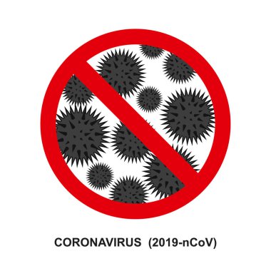 Wuhan 'ın yeni solunum yolu Coronavirus 2019 ve Red Stop İçki Yasağı tabelası. Dikkat 2019-NCoV virüsü. COVID-2019 salgını. Tehlikeli salgını önlemek için. Antiviral aşı ikonu. Vektör uyarı simgesi çizimi.