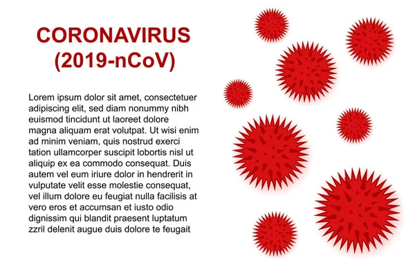Novel Merah Coronavirus Pernapasan 2019 Terisolasi Pada Latar Belakang Putih - Stok Vektor