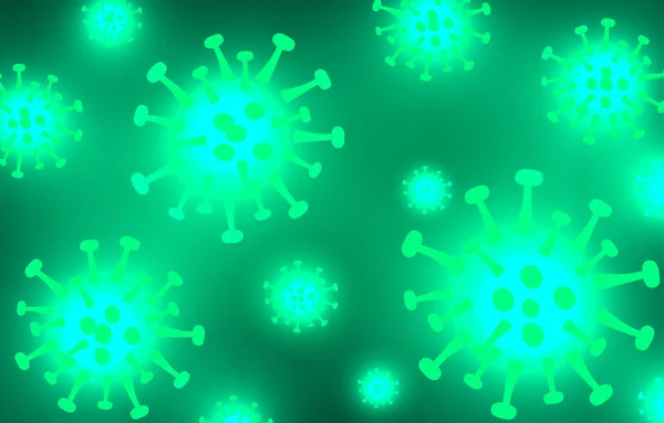 Novelwuhan Baru Koronavirus Pernapasan 2019 Terisolasi Dengan Latar Belakang Hijau - Stok Vektor