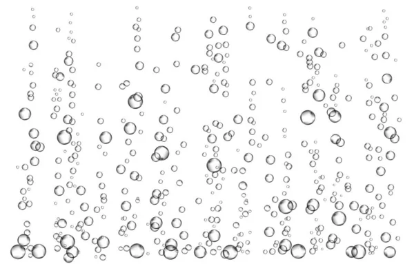 Brausegetränk Unterwasserschwarz Sprudelnde Luftblasen Auf Weißem Hintergrund Sprudelnd Funkelt Wasser — Stockvektor