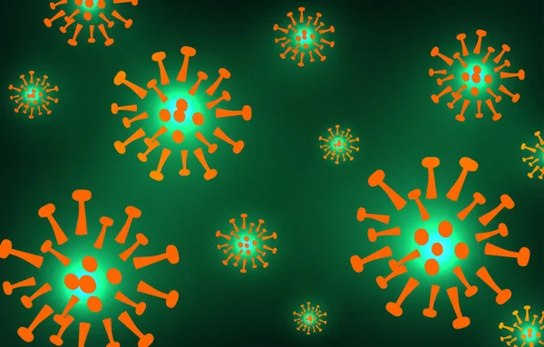 Novelwuhan Baru Koronavirus Pernapasan 2019 Terisolasi Dengan Latar Belakang Hijau - Stok Vektor