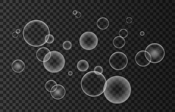 Burbujas Aire Fizzing Bajo Agua Sobre Fondo Transparente Mareo Brilla — Archivo Imágenes Vectoriales