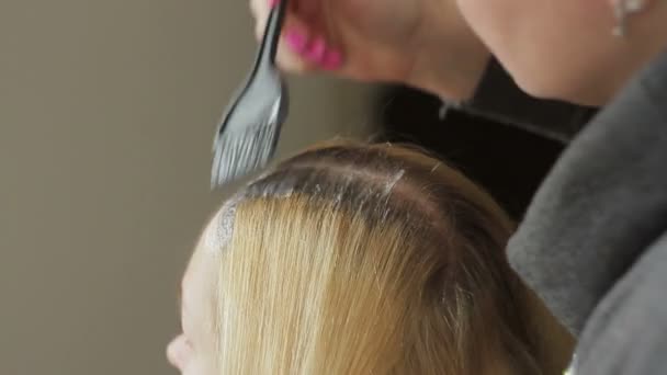 Hair Coloring Is White For A Beautiful Woman In A Beauty Salon