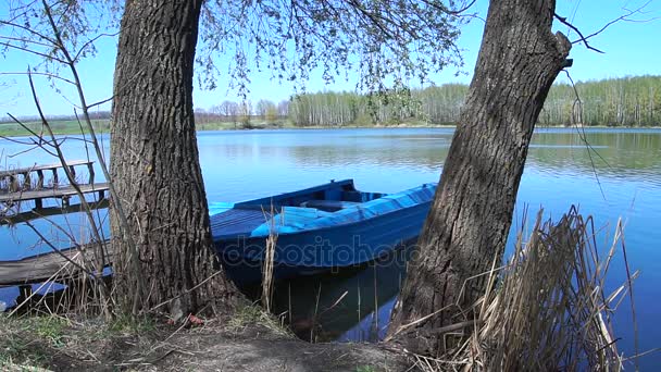 Båt nära sjön. — Stockvideo