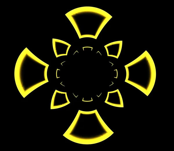 Modèle ornemental symétrique abstrait de croix jaune — Photo