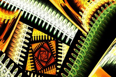 siyah zemin üzerinde soyut kare renkli fraktal