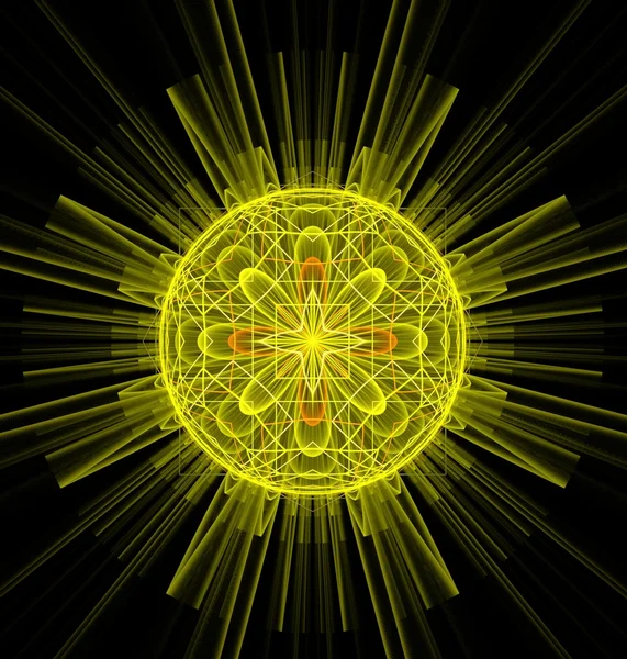Abstracte fractal gele fantasie gelukkig zon afbeelding — Stockfoto