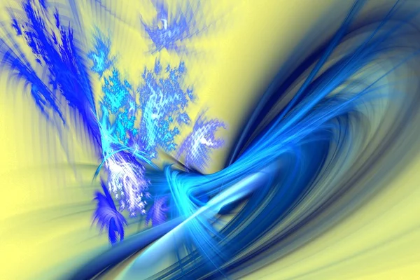 Abstract fractal with chaotic blurred curves on light yellow — Stockfoto