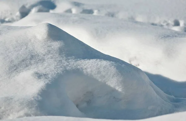 Высокий снегопад под утренним солнцем — стоковое фото