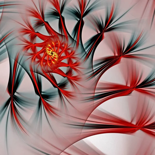 Imagen fractal abstracta generada por computadora de curvas multicolores en espiral hacia el infinito — Foto de Stock