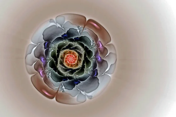 Resumo imagem fractal gerada por computador de uma flor com pétalas coloridas — Fotografia de Stock