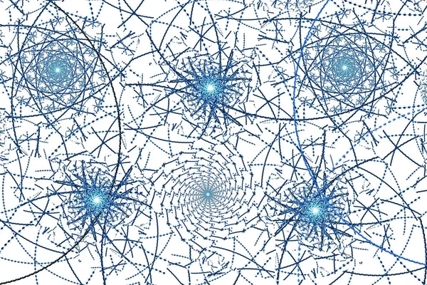 Abstrait fractal fond bleu d'hiver généré par ordinateur avec flocon de neige — Photo