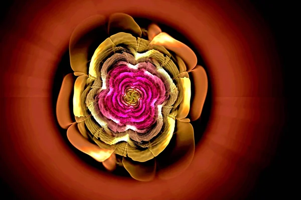 Abstract fractal computer gegenereerd beeld van een bloem met kleurrijke bloemblaadjes — Stockfoto